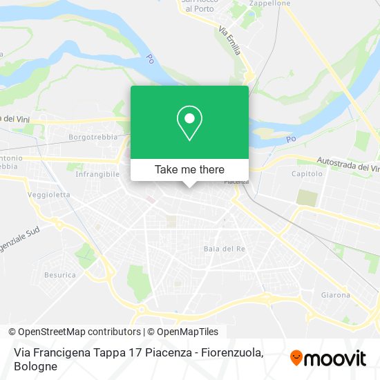 Via Francigena Tappa 17 Piacenza - Fiorenzuola map