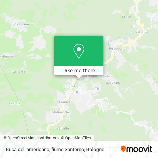Buca dell'americano, fiume Santerno map