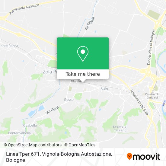 Linea Tper 671, Vignola-Bologna Autostazione map