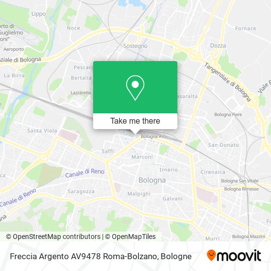 Freccia Argento AV9478 Roma-Bolzano map