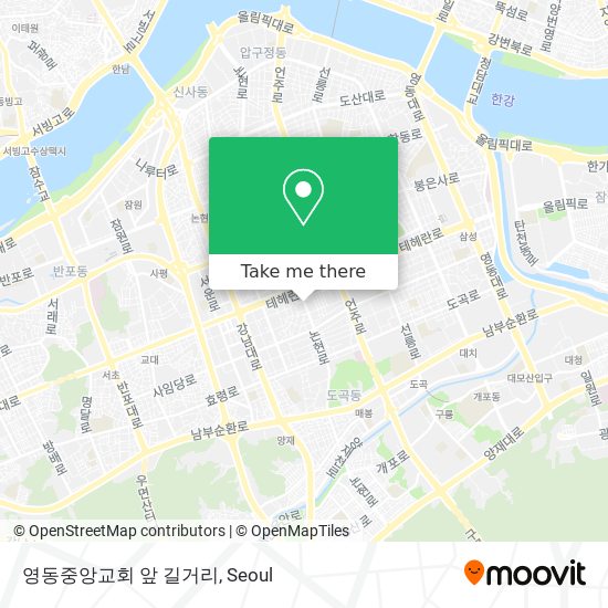 영동중앙교회 앞 길거리 map