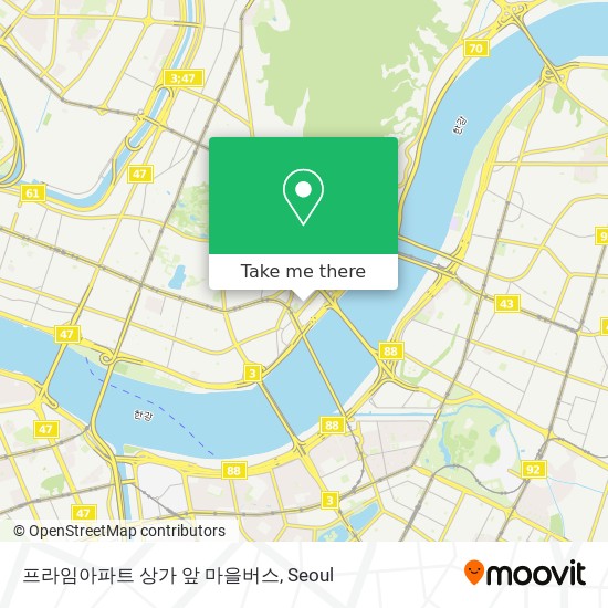 프라임아파트 상가 앞 마을버스 map