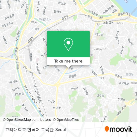 고려대학교 한국어 교육관 map