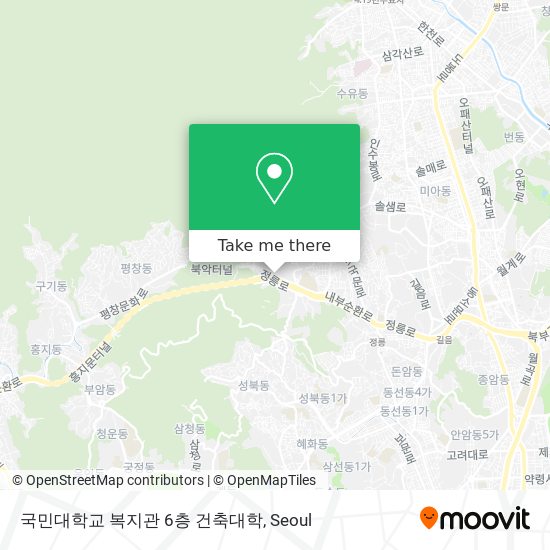 국민대학교 복지관 6층 건축대학 map