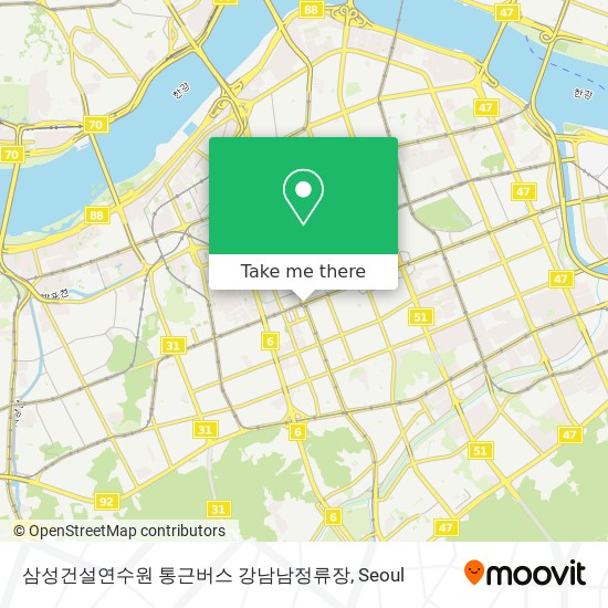 삼성건설연수원 통근버스 강남남정류장 map