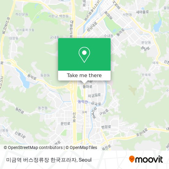 미금역 버스정류장 한국프라자 map