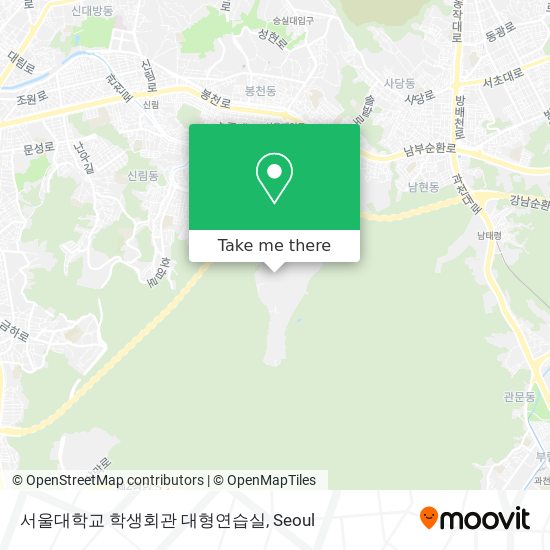 서울대학교 학생회관 대형연습실 map