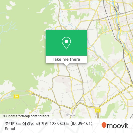 롯데마트 삼양점, 래미안 1차 아파트 (ID: 09-161) map