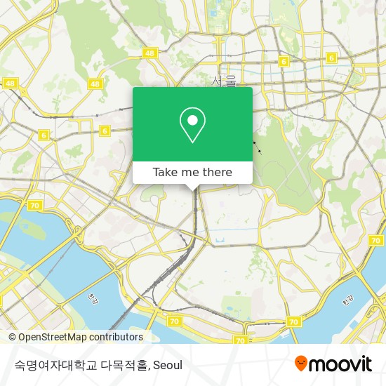 숙명여자대학교 다목적홀 map