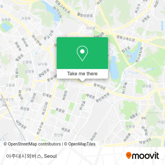 아주대시외버스 map