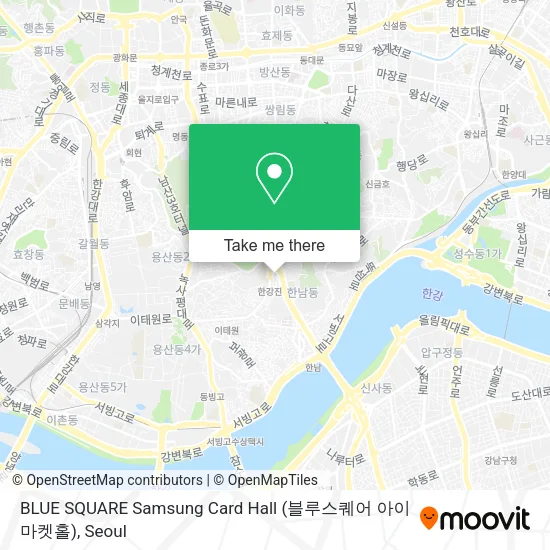 BLUE SQUARE Samsung Card Hall (블루스퀘어 아이마켓홀) map
