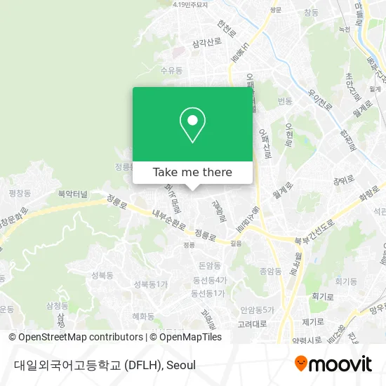How to Get to 대일외국어고등학교 (DFLH) in 성북구, 서울시 by Bus or Subway?