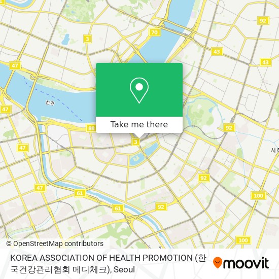 KOREA ASSOCIATION OF HEALTH PROMOTION (한국건강관리협회 메디체크) map