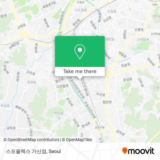 How to get to 스포플렉스 가산점 in 금천구, 서울시 by Subway or Bus | Moovit