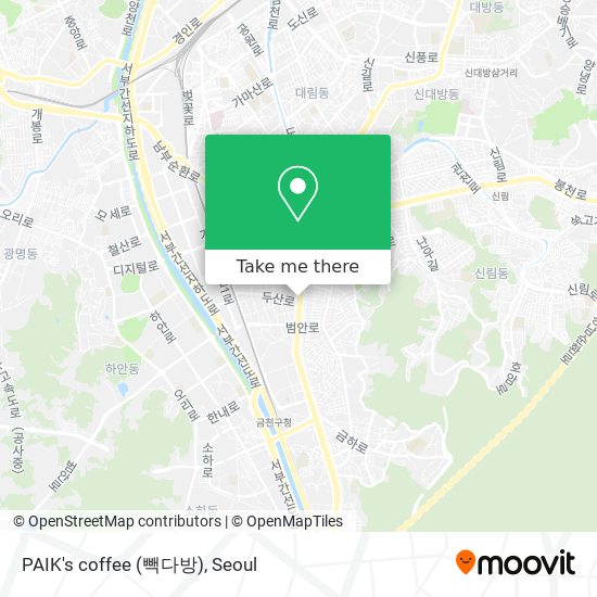 PAIK's coffee (빽다방) map