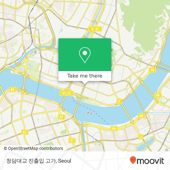 청담대교 진출입 고가 map