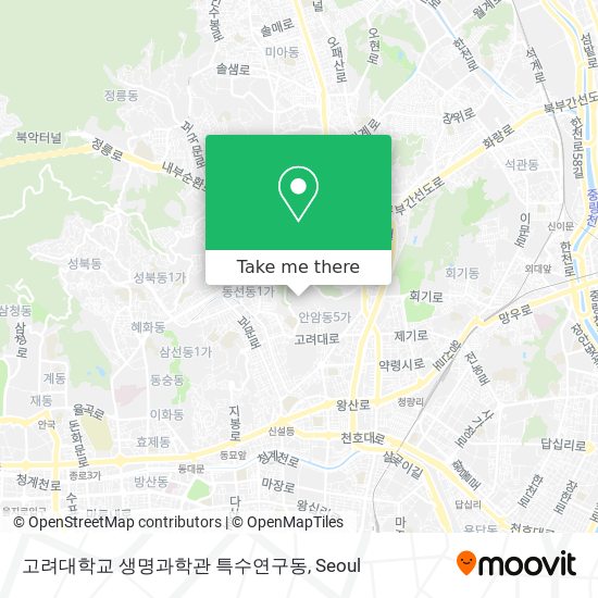 고려대학교 생명과학관 특수연구동 map