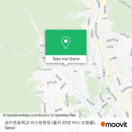 숭미초등학교 버스정류장 (둘리 22번 버스 조형물) map