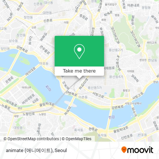 How to get to animate (애니메이트) in 용산구, 서울시 by Subway or Bus?