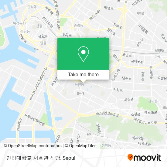 인하대학교 서호관 식당 map