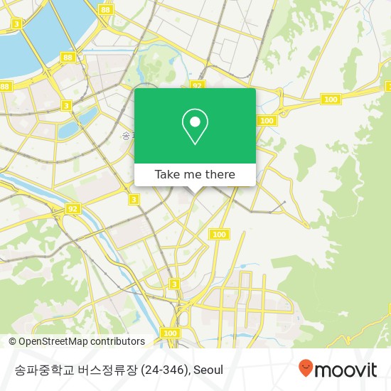 송파중학교 버스정류장 (24-346) map