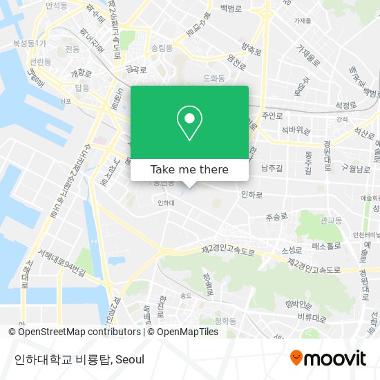 인하대학교 비룡탑 map