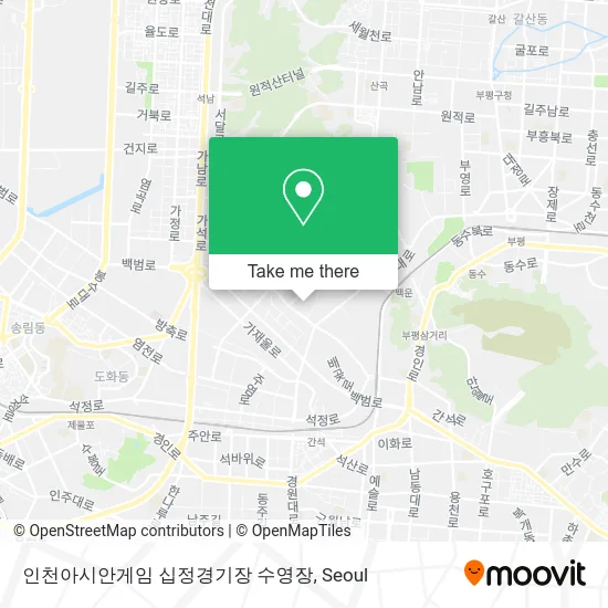 인천아시안게임 십정경기장 수영장 map