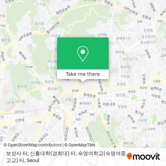 보성사 터, 신흥대학(경희대) 터, 숙명여학교(숙명여중고교) 터 map