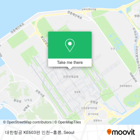 대한항공 KE603편 인천~홍콩 map