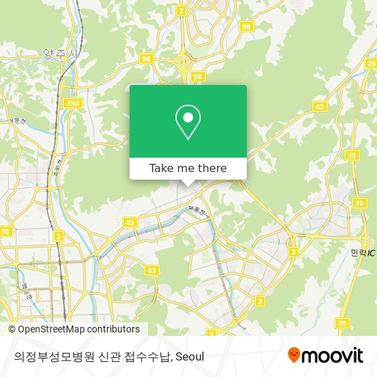 의정부성모병원 신관 접수수납 map