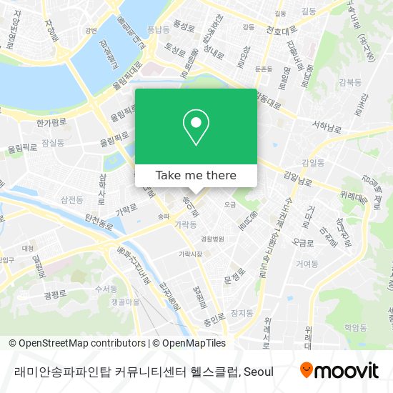 래미안송파파인탑 커뮤니티센터 헬스클럽 map
