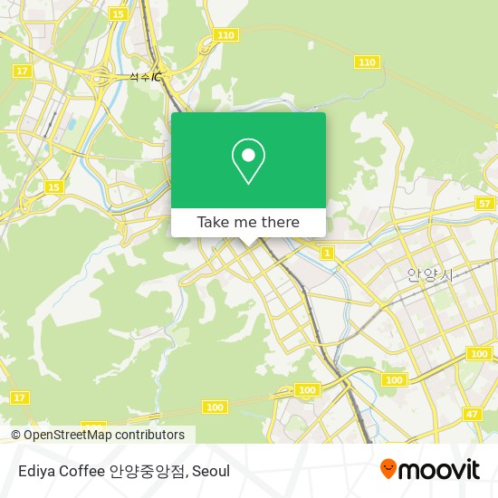 How to get to Ediya Coffee 안양중앙점 in 안양시, 경기도 by Bus or Subway | Moovit