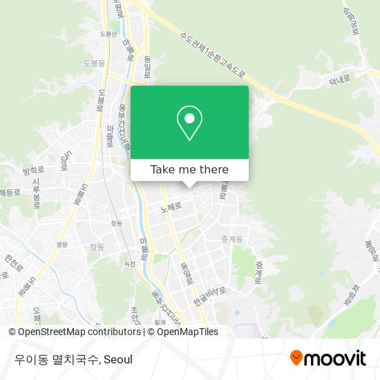 How to get to 우이동 멸치국수 in 노원구, 서울시 by Bus or Subway?