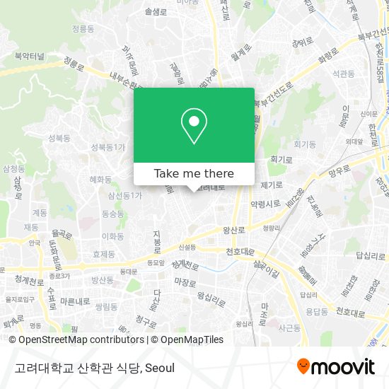 고려대학교 산학관 식당 map