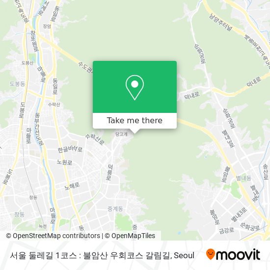 서울 둘레길 1코스 : 불암산 우회코스 갈림길 map