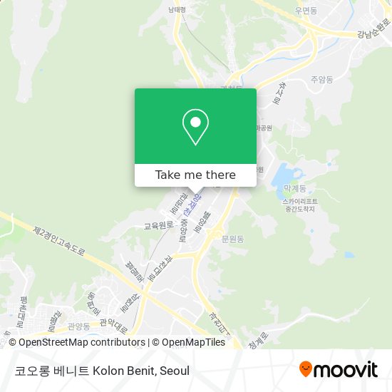 地下鉄 - サブウェイ または バスで과천시, 경기도の코오롱 베니트 Kolon Benitへの行き方|Moovit