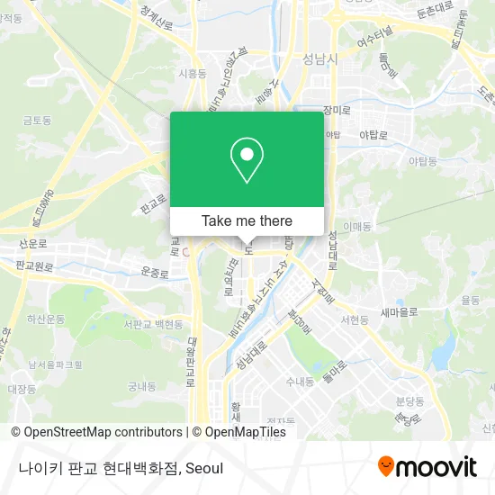 나이키 판교 현대백화점 map