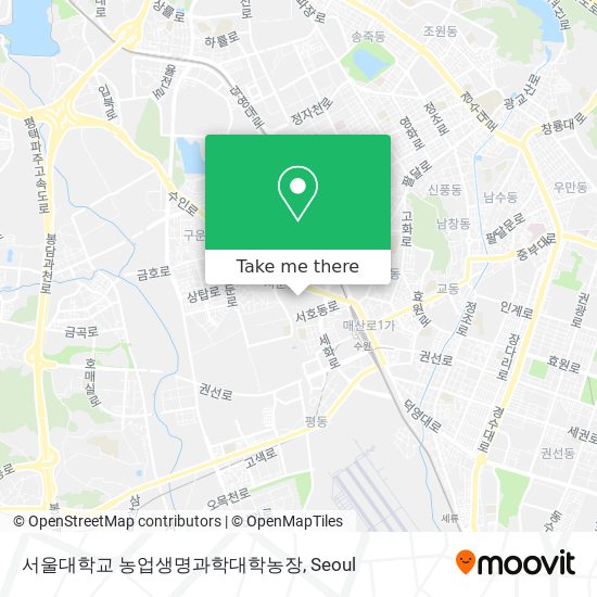 서울대학교 농업생명과학대학농장 map