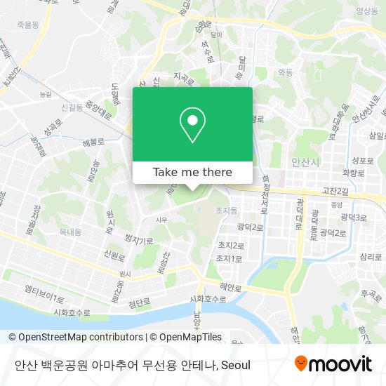 안산 백운공원 아마추어 무선용 안테나 map