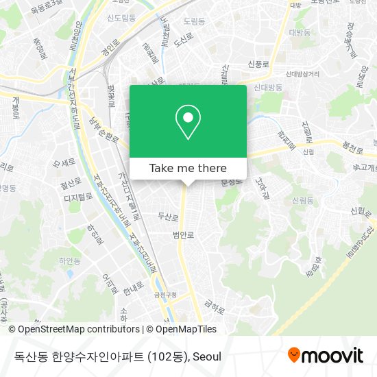 독산동 한양수자인아파트 (102동) map