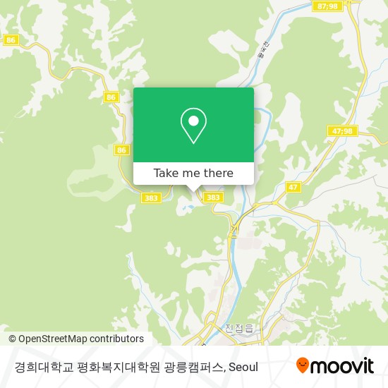 경희대학교 평화복지대학원 광릉캠퍼스 map