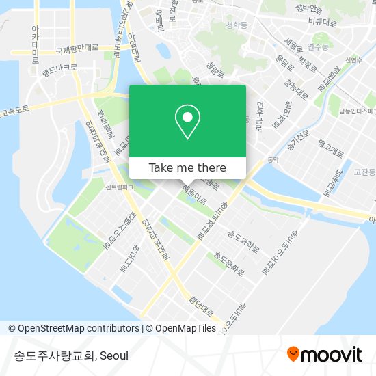 송도주사랑교회 map