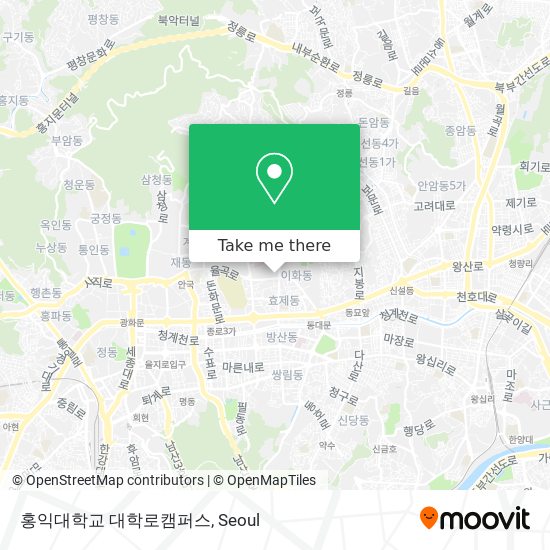 홍익대학교 대학로캠퍼스 map