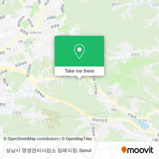 성남시 영생관리사업소 장례식장 map