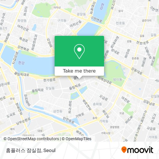 How to Get to 홈플러스 잠실점 in 송파구, 서울시 by Bus or Subway?