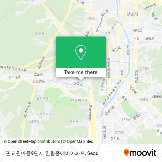 판교원마을9단지 한림풀에버아파트 map