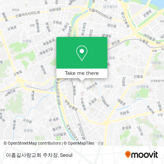 아홉길사랑교회 주차장 map