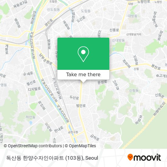 독산동 한양수자인아파트 (103동) map