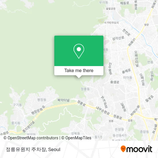 정릉유원지 주차장 map