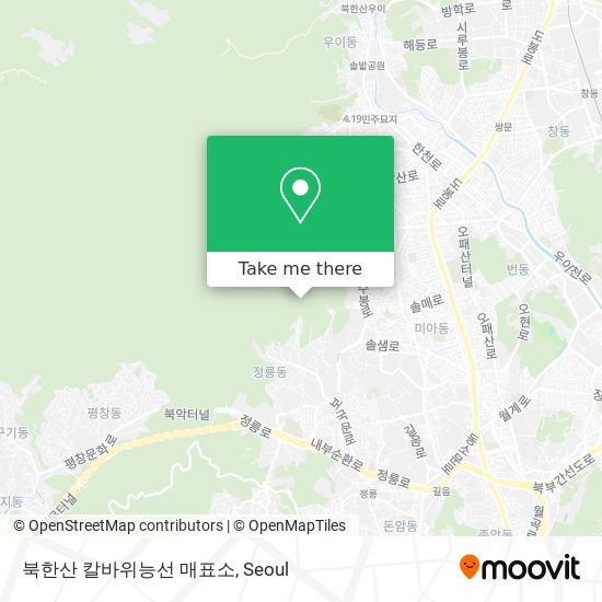 북한산 칼바위능선 매표소 map